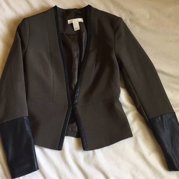 Forest green Blazer jacket with pleather cuffs - Picture 1 of 4
